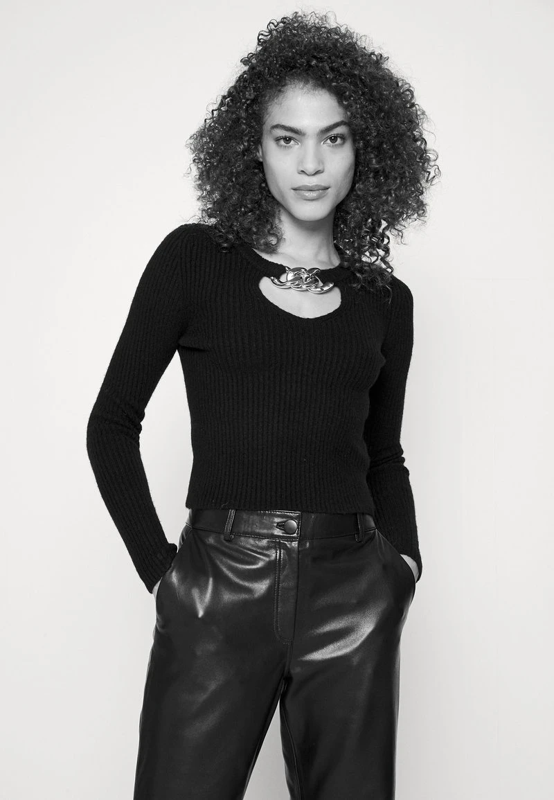 MICHAEL Michael Kors Damen CHAIN CUT OUT CROP - Strickpullover - Black 6 MICHAEL Michael Kors Damen CHAIN CUT OUT CROP - Strickpullover - Black – Bild 4