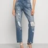 MICHAEL Michael Kors Damen DISTRESSD - Jeans Straight Leg - Auth Blue -Michael Kors Verkäufe 080e118b6dba432bb0f275e8116e3576