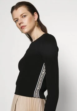 MICHAEL Michael Kors Damen TAPE CREW - Strickpullover - Black -Michael Kors Verkäufe 1520c9b96ec94e71a1d4b89669ee88cc