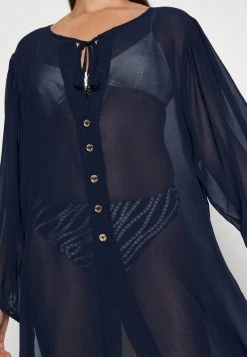 MICHAEL Michael Kors Damen LARGE GROMMET BUTTON FRONT COVERUP - Strandaccessoire - Navy -Michael Kors Verkäufe 1e8d81eb30974a69811c0b47f3707f4e