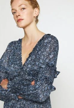 MICHAEL Michael Kors Damen MAXI DRESS WITH MINI RUFFLES - Maxikleid - Chambray -Michael Kors Verkäufe 213b86627b27481ea23ec21c0f322f3b