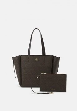 MICHAEL Michael Kors Damen FREYA OPEN TOTE - Shopping Bag - Chocolate -Michael Kors Verkäufe 254d35f8502e418e8b73632c82720a33