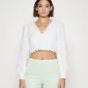 MICHAEL Michael Kors Damen PALM EYELET CROP TOP - Langarmshirt - White