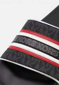 MICHAEL Michael Kors Damen GIMORE SLIDE - Pantolette Flach - Black/crimson -Michael Kors Verkäufe 37f3b5e85b224da4a34443c963d0523c