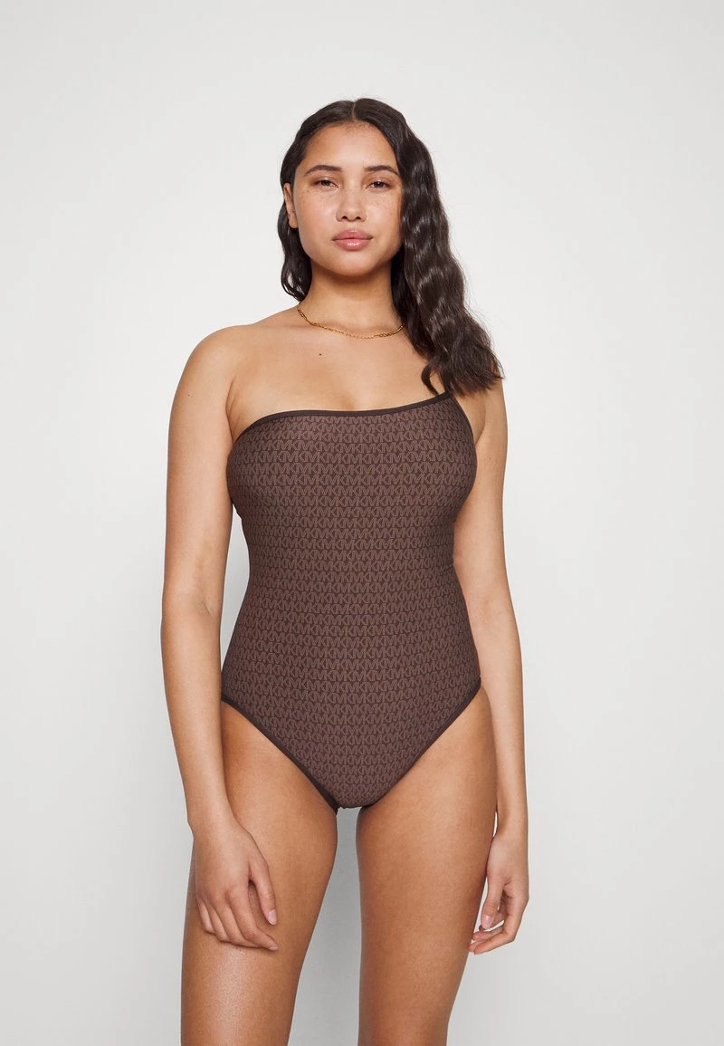 MICHAEL Michael Kors Damen SIGNATURE LOGO ONE SHOULDER ONEPIECE - Badeanzug - Chocolate 3 MICHAEL Michael Kors Damen SIGNATURE LOGO ONE SHOULDER ONEPIECE - Badeanzug - Chocolate