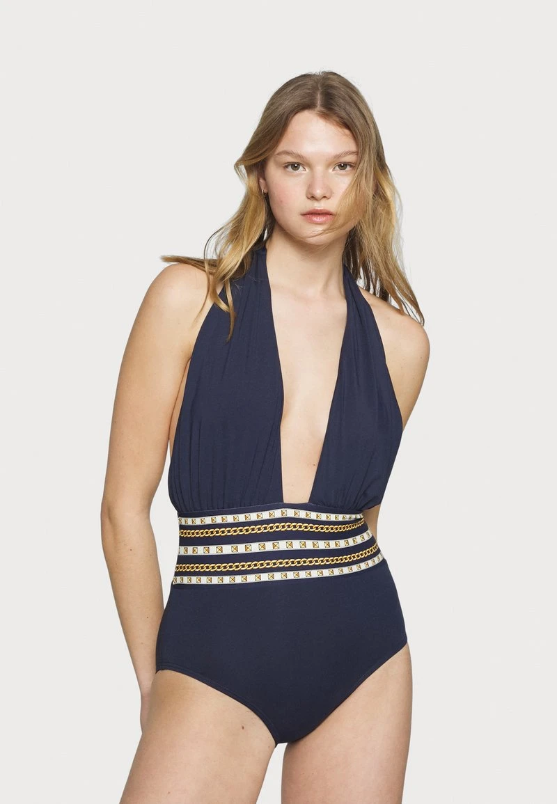MICHAEL Michael Kors Damen CHAIN BORDER CROSS FRONT HALTER ONEPIECE - Badeanzug - Navy 3 MICHAEL Michael Kors Damen CHAIN BORDER CROSS FRONT HALTER ONEPIECE - Badeanzug - Navy