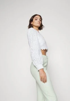 MICHAEL Michael Kors Damen PALM EYELET CROP TOP - Langarmshirt - White -Michael Kors Verkäufe 57a26673789d493e901b5863390d496e