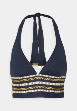 MICHAEL Michael Kors Damen CHAIN BORDER HALTER - Bikini-Top - Navy -Michael Kors Verkäufe 686f1df67187493fb0da63c1120f51f0