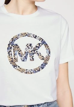 MICHAEL Michael Kors Damen CIRCLE LOGO TEE - T-Shirt Print - White -Michael Kors Verkäufe 770a24c602644420b4e57668f9d0508d