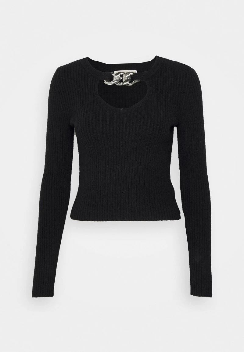 MICHAEL Michael Kors Damen CHAIN CUT OUT CROP - Strickpullover - Black 8 MICHAEL Michael Kors Damen CHAIN CUT OUT CROP - Strickpullover - Black – Bild 6