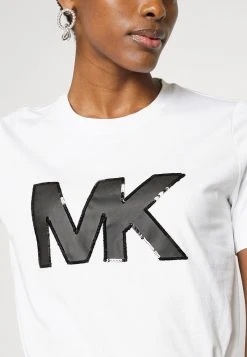 MICHAEL Michael Kors Damen SEQN LOGO TEE - T-Shirt Print - White -Michael Kors Verkäufe 8ea9e3ae0feb4cc0bb198cb456f44db0