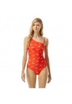 MICHAEL Michael Kors Damen SIGNATURE FEATHER - Badeanzug - Red -Michael Kors Verkäufe 90a45c89f690426ea8143091b50299c9