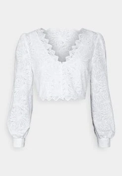 MICHAEL Michael Kors Damen PALM EYELET CROP TOP - Langarmshirt - White -Michael Kors Verkäufe 93a0ed2989f94e95ac5c56d1b711e6ef