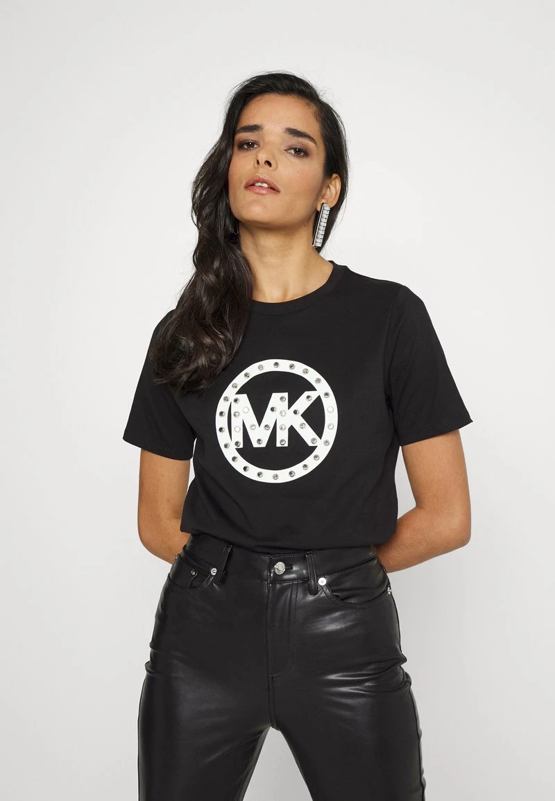 MICHAEL Michael Kors Damen STUD CIRCLE LOGO TEE - T-Shirt Print - Black 3 MICHAEL Michael Kors Damen STUD CIRCLE LOGO TEE - T-Shirt Print - Black