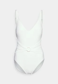 MICHAEL Michael Kors Damen ICONIC SOLIDS SASH LOGO V NECK ONEPIECE - Badeanzug - White -Michael Kors Verkäufe 9d5c92201af04b778e238614a3b2c767