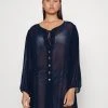 MICHAEL Michael Kors Damen LARGE GROMMET BUTTON FRONT COVERUP - Strandaccessoire - Navy -Michael Kors Verkäufe ad2760159d4b4f8aa783649096c1e86e