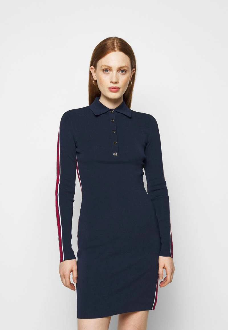 MICHAEL Michael Kors Damen LOGO TAPE SPLIT HEM DRESS - Etuikleid - Midnightblue 3 MICHAEL Michael Kors Damen LOGO TAPE SPLIT HEM DRESS - Etuikleid - Midnightblue