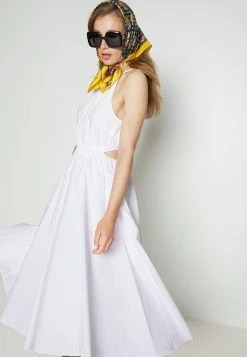 MICHAEL Michael Kors Damen HALTER MIDI DRESS - Freizeitkleid - White -Michael Kors Verkäufe d163af6a5a8844b1a5d7bed3663f7908