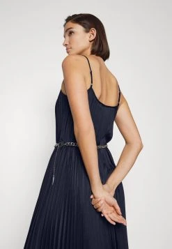 MICHAEL Michael Kors Damen PLEATED SLIP MIDI DRESS - Cocktailkleid/festliches Kleid - Midnightblue -Michael Kors Verkäufe f0d670862d8b42a58dc960fb941f816c